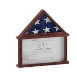 Flash Furniture Quincy Flag and Certificate Display Case, Solid Pine Wood Flag Shadow Box Fits 9x5 Folded Burial Flag - Retail: $133