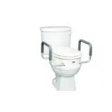 Carex 3.5 Inch Raised Toilet Seat with Arms - for Elongated Toilets, Elevated Toilet Riser with Removable Padded Handles, Easy on and Off, Support 250 - Retail: $50