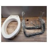 Carex 3.5 Inch Raised Toilet Seat with Arms - for Elongated Toilets, Elevated Toilet Riser with Removable Padded Handles, Easy on and Off, Support 250 - Retail: $50