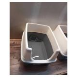 Pack of 2 ,Amazon Basics Large Cat Litter Box with High Sides  Open Top  Includes Scoop  19 X 15 X 11.75 Inches  Grey/Beige