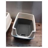 Pack of 2 ,Amazon Basics Large Cat Litter Box with High Sides  Open Top  Includes Scoop  19 X 15 X 11.75 Inches  Grey/Beige