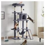 Yaheetech Multi-Level 63-in Plush Cat Tree, Dark Gray - Retail: $51