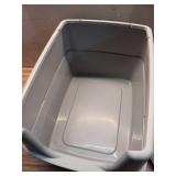 IRIS USA Large Cat Litter Box with Scatter Shield and Scoop, Open Top High Sided Cat Litter Pan, Silver