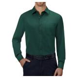 Alimens & Gentle Dress Shirts for Men Green Button Down Wrinkle Free Long Sleeve Stretch Christmas Party Shirt with Pocket Medium