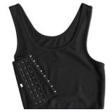 Women Hook Vest Top Straps Sports Tank Bra Chest Slim Fit Binders for Lesbian Tomboy (Black, Medium)