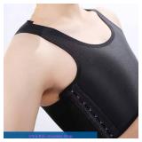 Women Hook Vest Top Straps Sports Tank Bra Chest Slim Fit Binders for Lesbian Tomboy (Black, Medium)