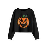 Arshiner Girls Crop Tops Kids Long Sleeve Pullover Sweatshirts Girls Cropped Crewneck Sweatshirt Pumpkin 5-6 Years