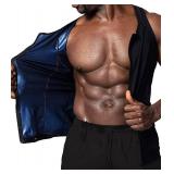 BXVX Sauna Suit Sweat Waist Trainer Vest for Men Sweat Workout Tank Top Body Shaper with Zipper Blue 2XL/3XL