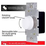 GE Single Pole Rotating Dimmer Switch, Rotate On/Off, Use with Dimmable LED, CFL, and Incandescent Bulbs, Includes Two Knob Colors, UL Listed, White/Light Almond, 18021