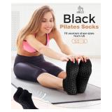 Breathffy 8 Pairs Non Slip Pilates Socks with Grips for Women Bulk Yoga Anti Skid Athletic Socks for Barre Ballet Hospital(Black)