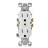 Leviton 15 Amp 125 Volt Tamper Resistant Duplex Receptacle, 10 Pack, T5320-WMP, White
