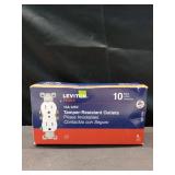 Leviton 15 Amp 125 Volt Tamper Resistant Duplex Receptacle, 10 Pack, T5320-WMP, White