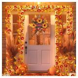 2 Pack Fall Decorations for Home Maple Leaf Lights Multicolored, Total 20Ft 40LED Battery Operated Fall Leaves Garland with Light String Autumn Harvest Table Indoor Halloween Thanksgiving Decorations