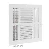 EZ-FLO 10 x 10 Inch (Duct Opening) Air Vent Cover for Wall or Ceiling, Four-Way Ventilation Register, Solid Steel HVAC Register Cover, White, 61619