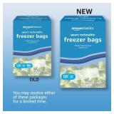 Amazon Basics Reclosable Freezer Quart Bags, BPA Free, 120 Count