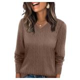 Sampeel Womens Sweaters Fashion Winter Clothing Fall Clothes 2025 Trendy Airport Outfits Cowboy Chic Soft Brown M