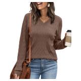 Sampeel Womens Sweaters Fashion Winter Clothing Fall Clothes 2025 Trendy Airport Outfits Cowboy Chic Soft Brown M