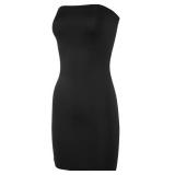 KMystic Seamless Strapless Tube Slip Dress (Black),One Size