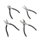 Amazon Basics Pliers Set, Hand Tools for Precision, Set of 4, Black and Silver