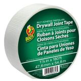 Duck Brand 1.88-Inch by 180 Feet Single Roll Self-Adhesive Fiberglass Drywall Joint Tape, White (282083)