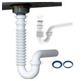 Flexible P Trap for Bathroom Sink, Flex Drain Pipe for Bathroom Sink Drain Kit and Kitchen Sink Drain Kit, 1-1/2" or 1-1/4" Expandable Sink Trap, Slip Joint or Direct Connection 1/2 Inch P Trap Kit