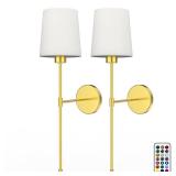 Wireless Sconces Set of 2 Wall Light with RGB Rechargeable Magnetic Bulb, Sconces Wall Decor Set of 2 for Bedroom Living Room