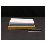 Amazon Basics Whetstone Knife Sharpening Wet Stone Dual Sided 1000/6000 Grit with Non-Slip 1 Pc, Bamboo Base, Black & Grey