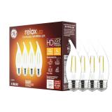GE Relax LED Light Bulbs, 40 Watt, Soft White, Decorative Bulbs, Clear, Medium Base (4 Pack)