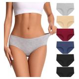 dmuveo Womens Underwear Cotton Hipster Full Coverage Panties Laides Low Rise Briefs 6 Pack Plus Size 5, Small