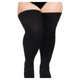 Moon Wood Plus Size Thigh High Socks for Thick Thighs- Womens Knit Cotton Extra Long Over the Knee High Socks Leg Warmer
