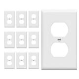 ENERLITES Duplex Wall Plates Kit, Electrical Outlet Covers, Standard Size 1-Gang 4.50" x 2.76", Unbreakable Polycarbonate Thermoplastic, Electric Receptacle Plug Covers, 8821-W-10PCS, White, 10 Pack