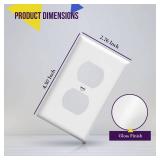 ENERLITES Duplex Wall Plates Kit, Electrical Outlet Covers, Standard Size 1-Gang 4.50" x 2.76", Unbreakable Polycarbonate Thermoplastic, Electric Receptacle Plug Covers, 8821-W-10PCS, White, 10 Pack