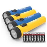 EVEREADY LED Flashlights (4-Pack), Bright Flashlights for Emergencies and Camping Gear, Flash Light with AA Batteries Included, Blue/Yellow (4-Pack)