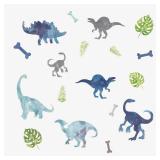 RoomMates RMK4101SCS Watercolor Dinosaur Peel and Stick Wall Decals,Blue, Green, Gray