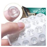 Cabinet Door Bumpers Pack of 200 Self Adhesive Bumpers Pads, Sound Dampening Circular Dots Cupboard Bumpers Clear, Soft Rubber for Drawers, Table Tops, Laptop