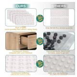 Cabinet Door Bumpers Pack of 200 Self Adhesive Bumpers Pads, Sound Dampening Circular Dots Cupboard Bumpers Clear, Soft Rubber for Drawers, Table Tops, Laptop