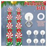 Gilprop 2 Pcs Candy Christmas Porch Sign Banner Candyland Lime Green Red Peppermint Xmas Door Decoration Lollipop Candy Cane Hanging Decorations for Outdoor Indoor Yard Garden Wall Decor, 71 Inch