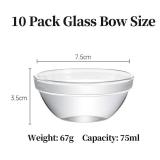 Orkim 3in 2.5oz Small Clear Glass Ramekins Custard Bowls, 10 Pack Mini Glass Dipping Sauce Cups Pinch Bowl, Little Kitchen Condiment Ingredient Prep Salad Dishes, Dishwasher Microwave Freezer Safe