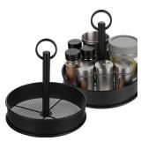 zisiueel 2 Pack Steel Condiment Caddy, Rust-Resistant Seasoning Sauce Holder, Metal Storage Rack Basket with Display Handle, Table Caddies Collection for Restaurants & Homes, Picnics, Outdoor Grills