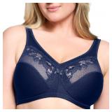 Glamorise Full Figure Plus Size MagicLift Minimizer Bra Wirefree #1003 Blue 42DD