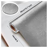 Jecery Embossed Floral Foil Paper Metallic Wrapping Paper Colored Foil Sheets for Crafts Scrapbook Florist Cake Board Cake Drums Christmas Party Gift Wrapping, 15.7 Inch 46 ft(Silver)