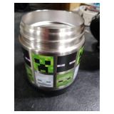 THERMOS FUNTAINER Insulated Food Jar 10 Ounce Kid Friendly Food Jar with Foldable Spoon, Minecraft