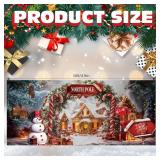 Fanfanwin Christmas Garage Door Cover Banner 7 x 16ft Christmas Garage Door Decorations Santa Claus Snowman Elk Holiday Decorations for Xmas Winter Party Yard, Porch, Patio Decoration(Fresh)
