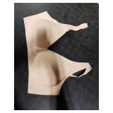 OEAK Womens Deep V Bras Wireless Comfortable Bra Supportive No Underwire Bras Tshirt Push Up Bralettes Plunge Seamless Bra Nude XL