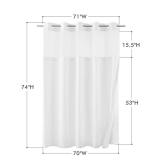 Mrs Awesome No Hook Shower Curtain with Snap-in Liner Less Time On/Off, Embossed Waffle-Look Textured Fabric Shower Curtain for Bathroom Hotel Style, Washable, Soft & Lightweight, 71x74, White