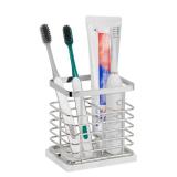 HarJue Toothbrush Holder, Luxurious Metal Toothbrush Toothpaste Holder with Marble Base for Bathroom, Multi-Slots Openwork Design, Bathroom Accessory for Storage and Organizer (Small, Chrome)