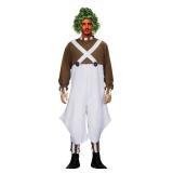 Vikidoky Brown Candy Chocolate Factory Worker Costume Jumpsuit Outfit Bodysuit with Leggings Wig Halloween Cosplay Uniform (Large, Adult)