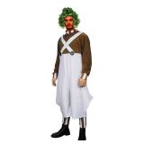 Vikidoky Brown Candy Chocolate Factory Worker Costume Jumpsuit Outfit Bodysuit with Leggings Wig Halloween Cosplay Uniform (Large, Adult)