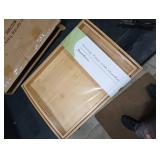 BABONIE Bamboo Serving Tray with Handles Set of 2 - Decorative Wooden Trays for Eating, Working, and Storing, Suitable for Use in Bedroom, Living Room, Kitchen, Bathroom, Outdoor Scenarios and More