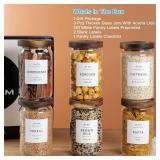 6 Set Glass Pantry Storage Jars with Acacia Airtight Lid - 23oz Thicken Glass Kitchen Canisters with 132 Pantry Labels - Clear Glass Food Storage Containers with Wood Lid for Tea,Sugar,Cookie,Coffee